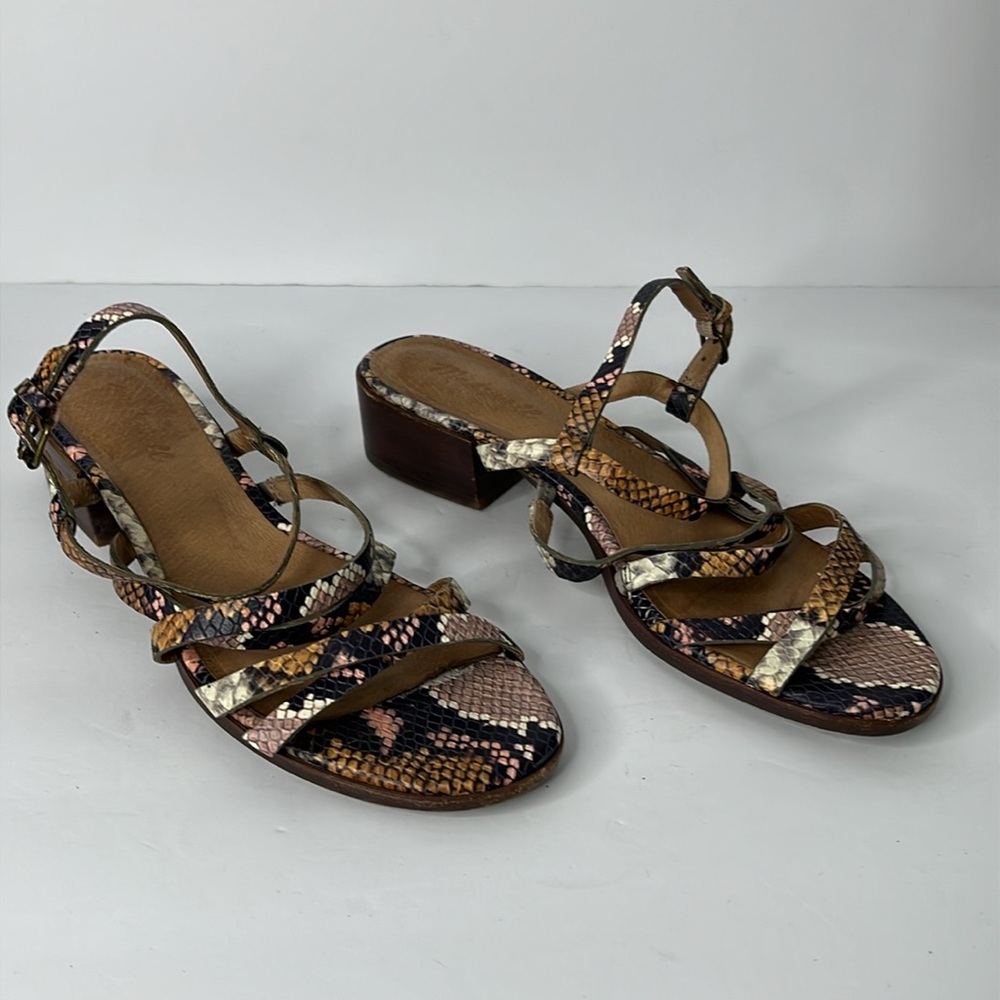 MADEWELL Leather Strappy Snake Print Sandals Sz 8.5